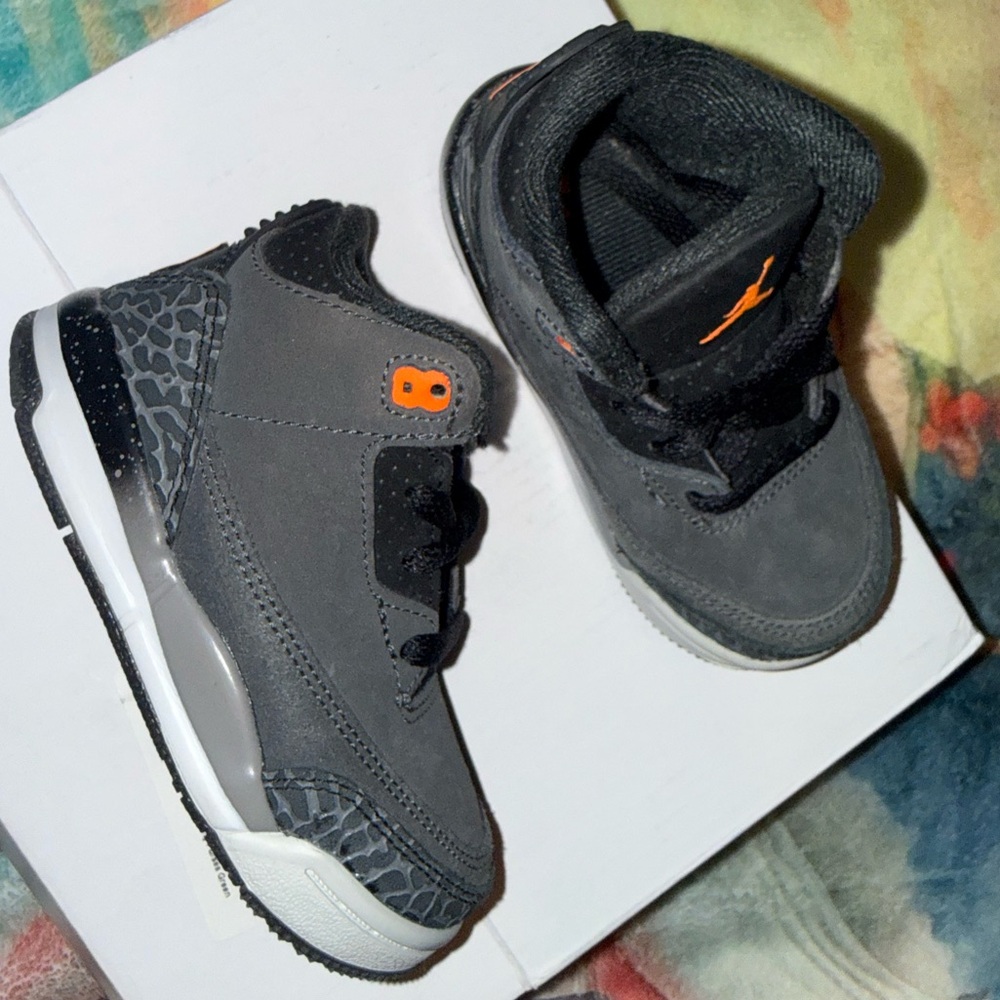Kids Black & Gray Basketball Sneakers with Orange Accents - Brand: